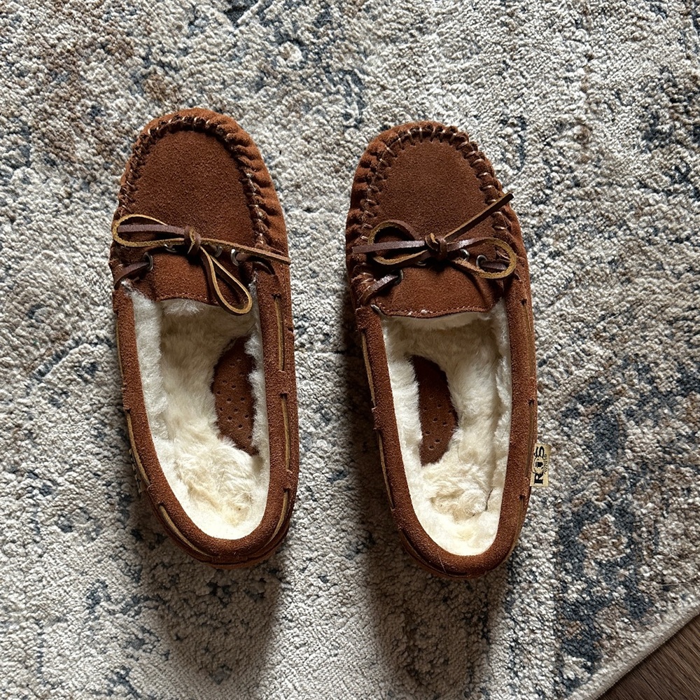 Brown Suede Moccasin Slippers